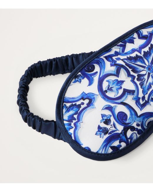 Dolce & Gabbana Blue Majolica Slippers And Sleep Mask Travel Set