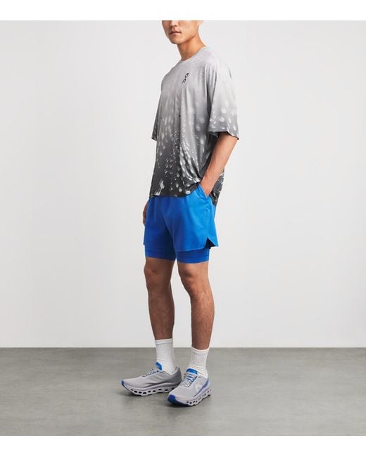 On Shoes Blue 2-In-1 Train Shorts for men