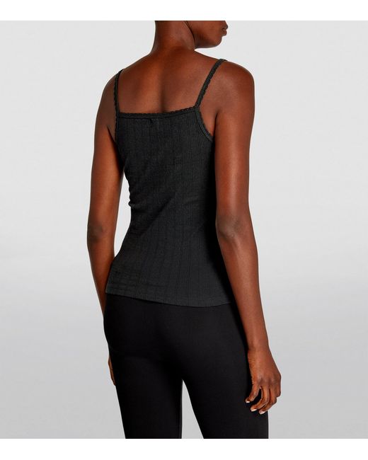 Leset Black Classic Pointelle Tank Top