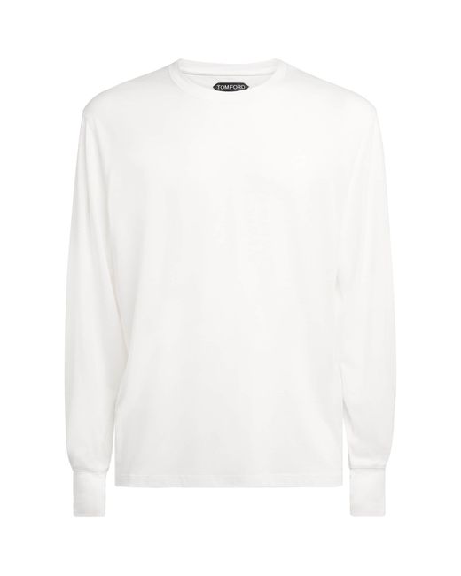 Tom Ford White Lyocell-Cotton Long-Sleeve T-Shirt for men