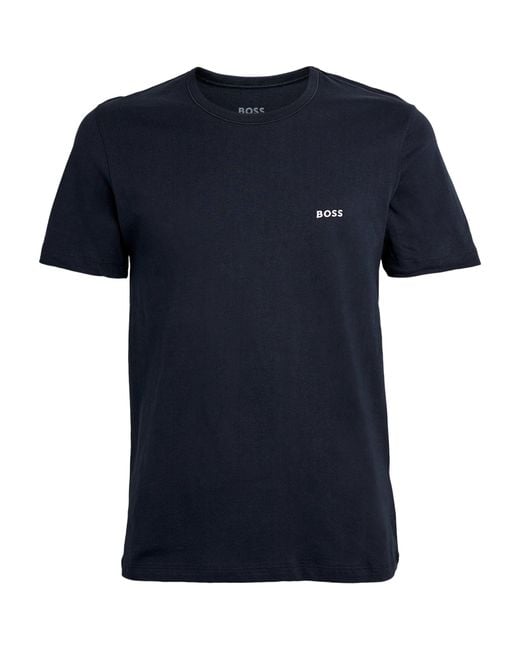 Boss Blue Logo-Embroidered T-Shirt for men