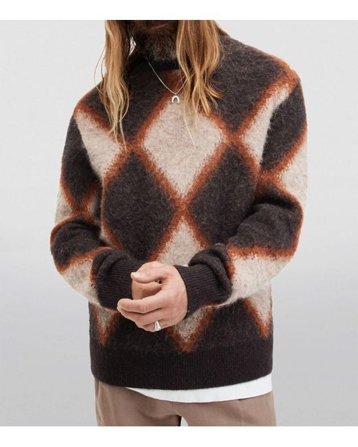 AllSaints Brown Alpaca-blend Viper Sweater for men