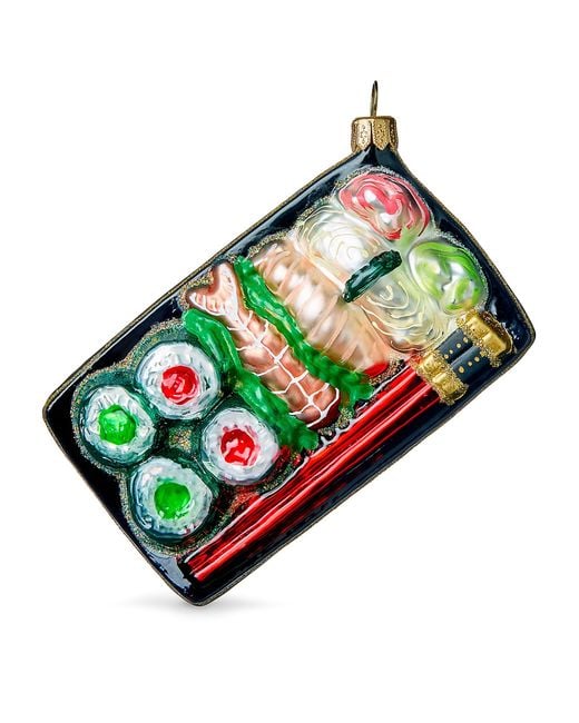 Harrods Green Glass Sushi Plate Tree Ornament