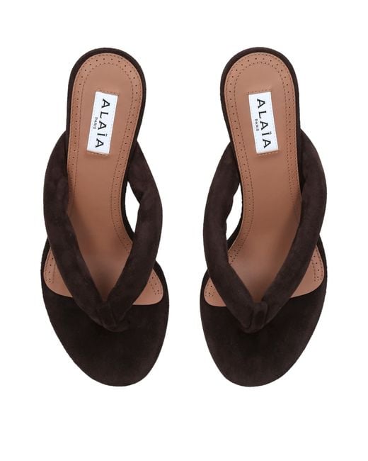 Alaïa Brown Satin Thong Sandals 55