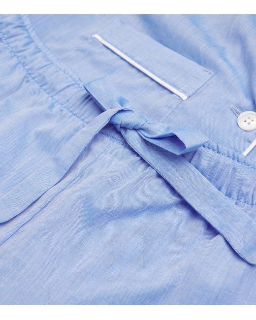 Derek Rose Blue Cotton Classic Pyjama Set