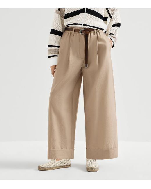 Brunello Cucinelli Natural Pleated Trousers