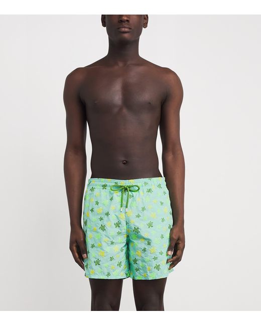 Vilebrequin Green Embroidered Turtle Mistral Swim Shorts for men