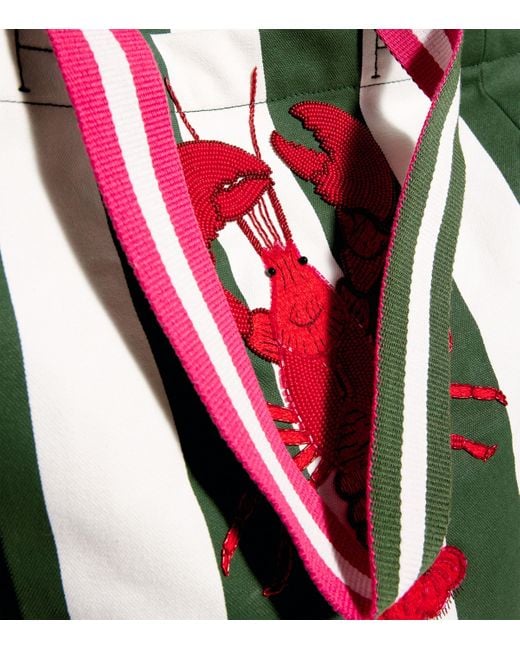 Harrods Green Embellished Lobster Tote Bag