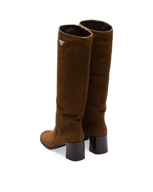 brown suede prada boots