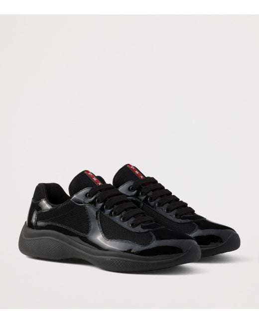 Prada Black Patent Leather-Blend America's Cup Sneakers for men