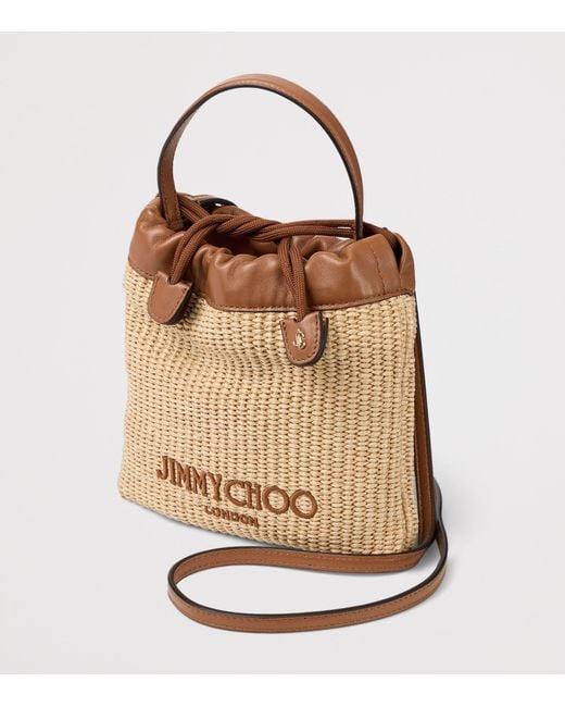 Jimmy Choo Brown Raffia Drawstring Pouch