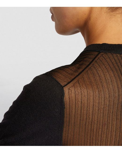 Max Mara Black Silk-wool Sheer-panel Sweater