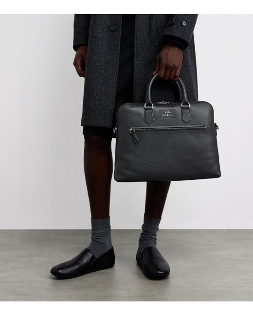 Polo Ralph Lauren Black Pebbled Leather Briefcase for men