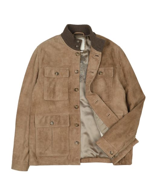 Valstar Brown Suede Padded Brera Field Jacket for men