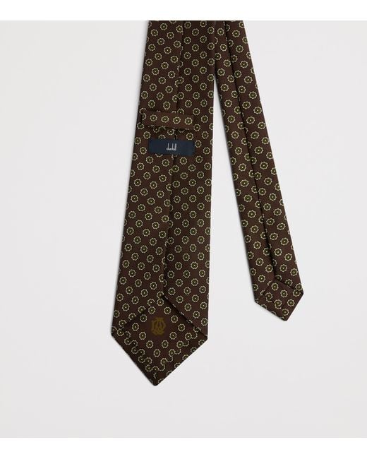 Dunhill Brown Mulberry Silk Printed Tie for men