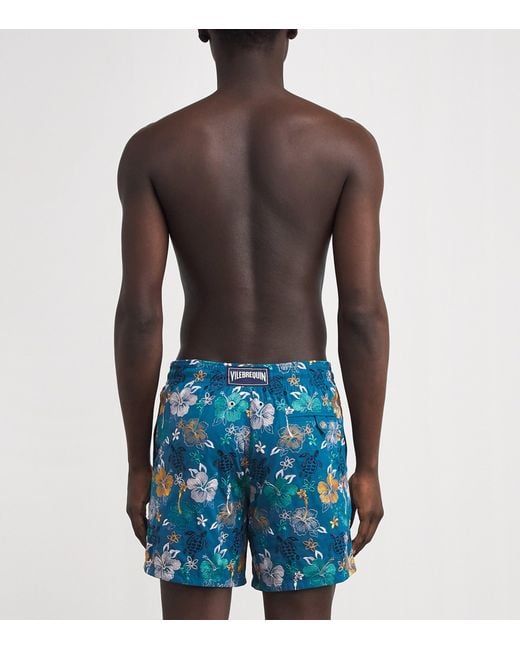 Vilebrequin Blue Embroidered Mistral Swim Shorts for men