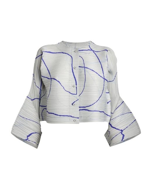 Pleats Please Issey Miyake Blue Printed Pause Jacket