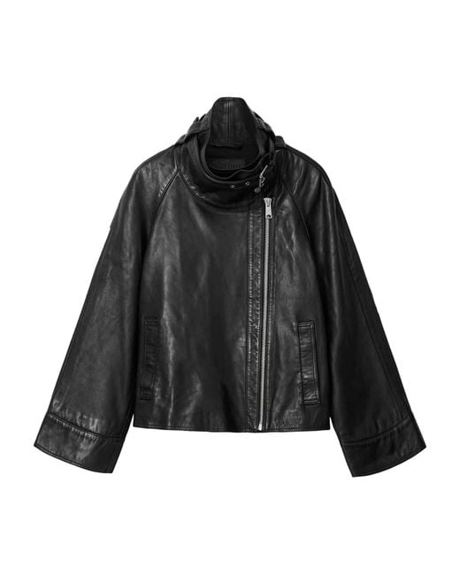 AllSaints Black Leather Rhodes Jacket
