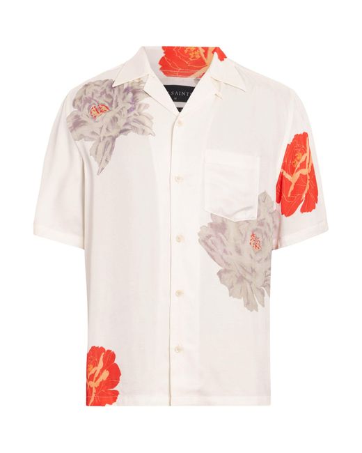 AllSaints White Roze Floral Print Shirt for men