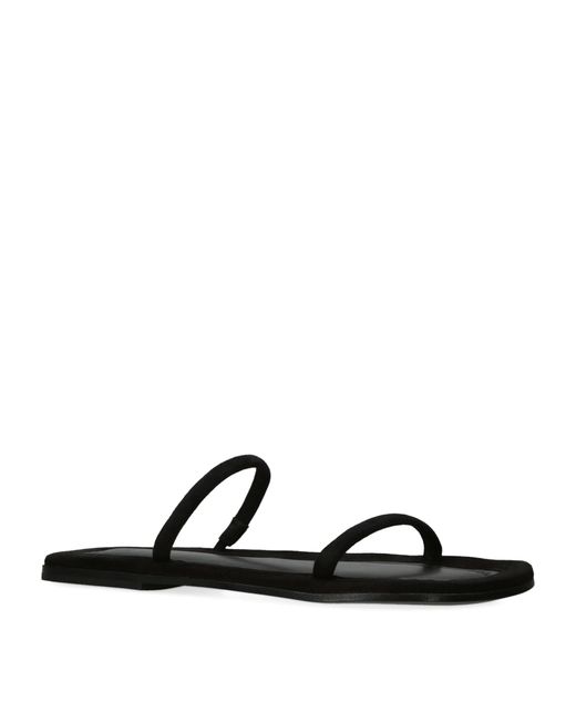 Totême Leather The City Slides in Black | Lyst