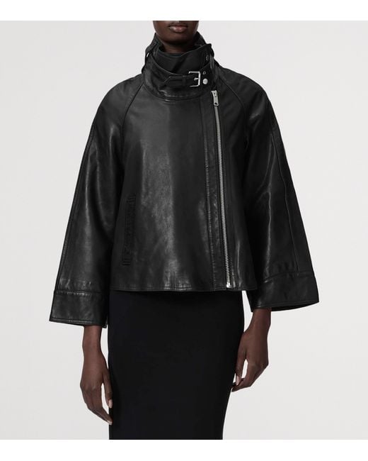 AllSaints Black Leather Rhodes Jacket