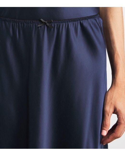 PAIGE Blue Satin Kelso Midi Skirt