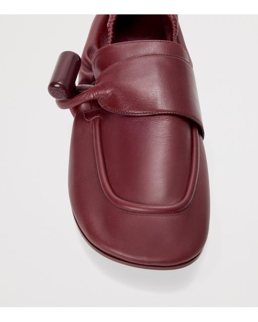 Loewe Purple Leather Toggle Loafers