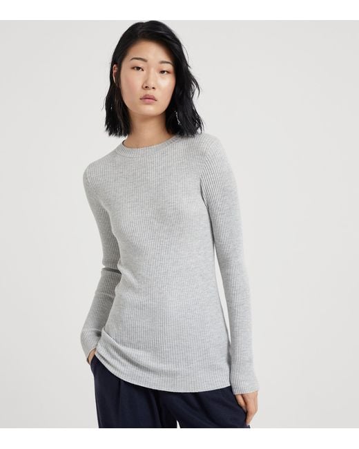 Brunello Cucinelli Gray Cashmere-Blend Sparkle Sweater