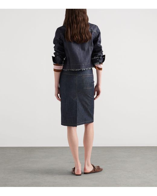 Prada Blue Denim Midi Pencil Skirt
