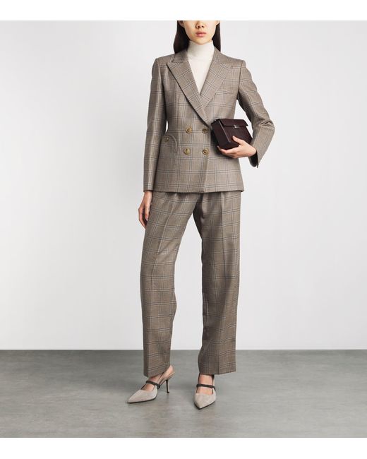 Blazé Milano Brown Virgin Wool Check Charmer Double-Breasted Blazer