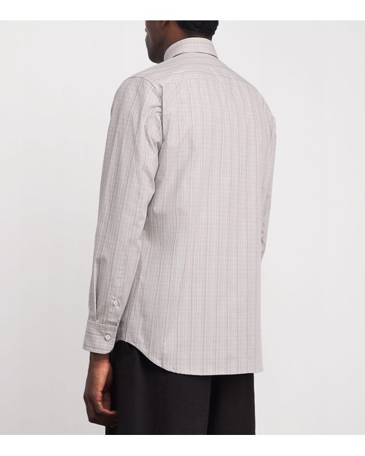 Brioni Gray Cotton Check Shirt for men