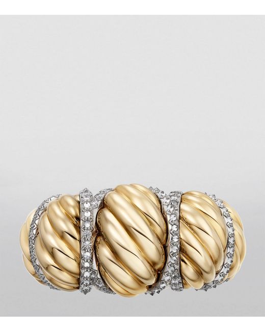 Cartier Metallic Yellow Gold And Diamond Libre Tressage Ring