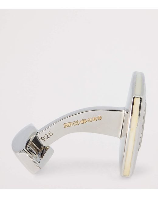 Tateossian White Sterling And Sapphire Graffiato Cufflinks for men