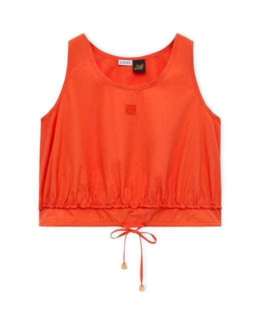 Loewe Red X Paula's Ibiza Cotton-Blend Sleeveless Crop Top