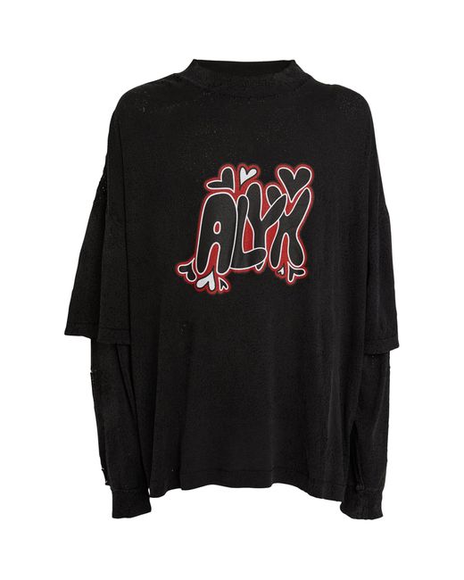1017 ALYX 9SM Black Cotton Double-sleeve T-shirt for men