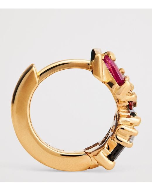 Suzanne Kalan Metallic Diamond And Sapphire Frenzy Huggie Earrings