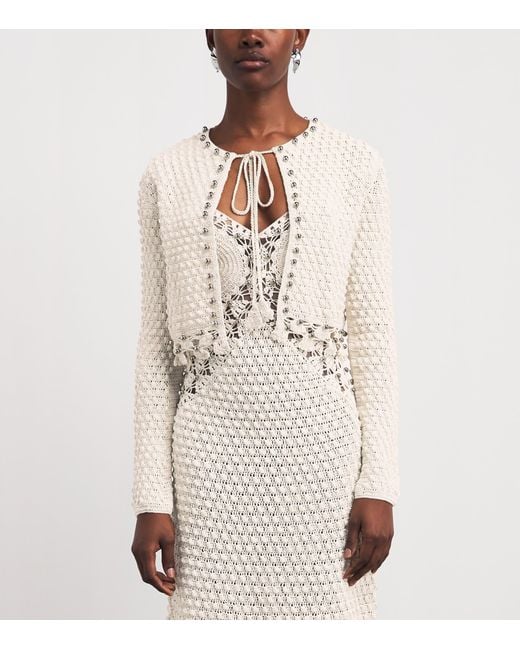 Rabanne Natural Cotton Crochet Tie-Detail Cardigan