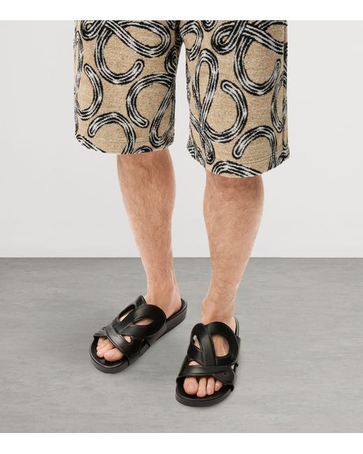 Loewe Black X Paula's Ibiza Leather Monogram Ease Slides for men