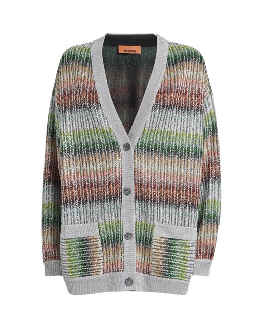 Missoni Multicolor Rib-Knit Sequinned Stripe Cardigan