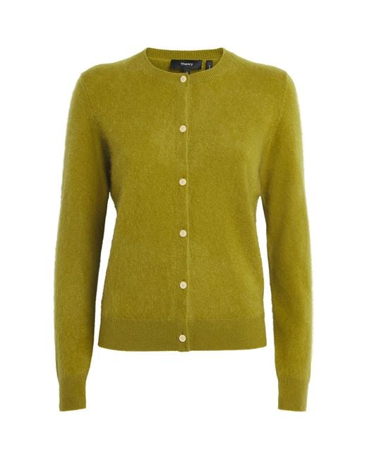 Theory Green Brushed Cashmere Cardigan