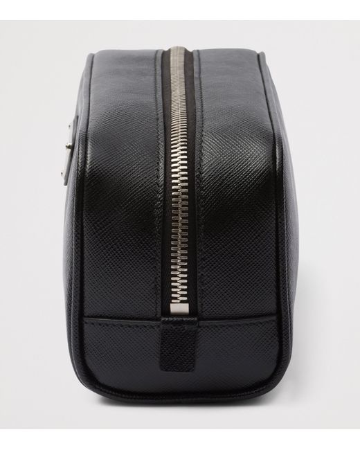Prada Black Saffiano Leather Logo Pouch for men