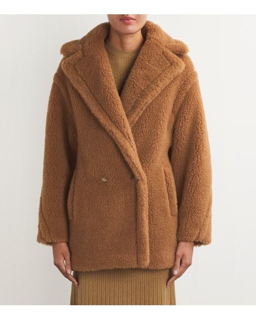 Max Mara Brown Alpaca-Blend Short Teddy Coat