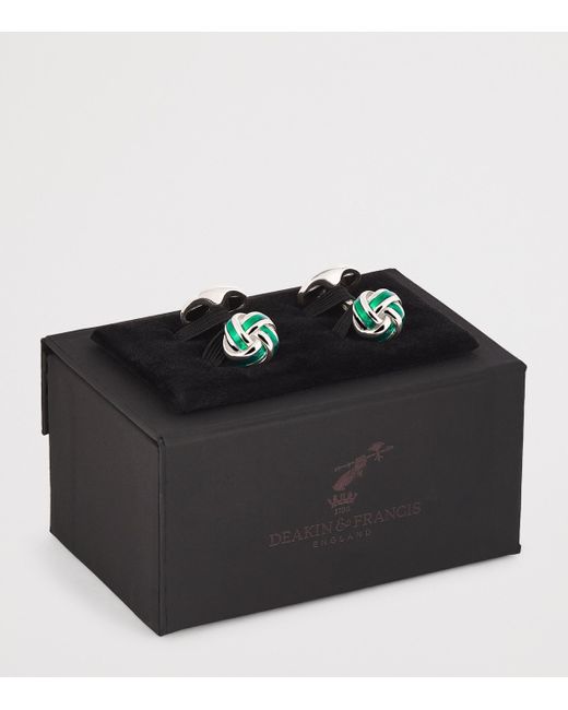 Deakin & Francis Green Sterling And Enamel Knot Cufflinks for men