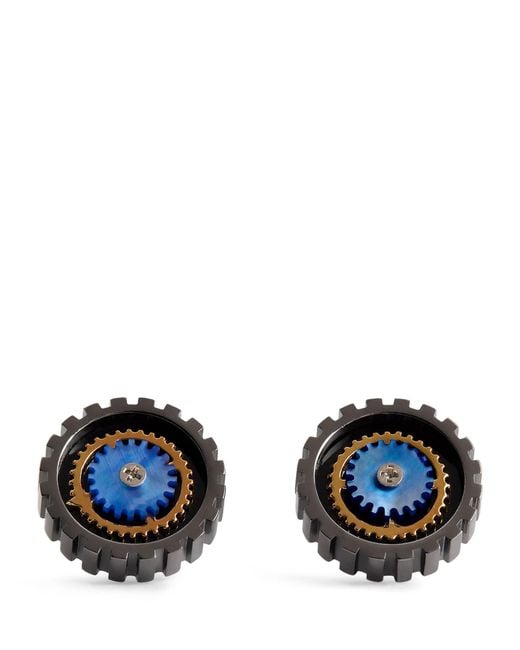 Tateossian Black Rotate Gear Cufflinks for men