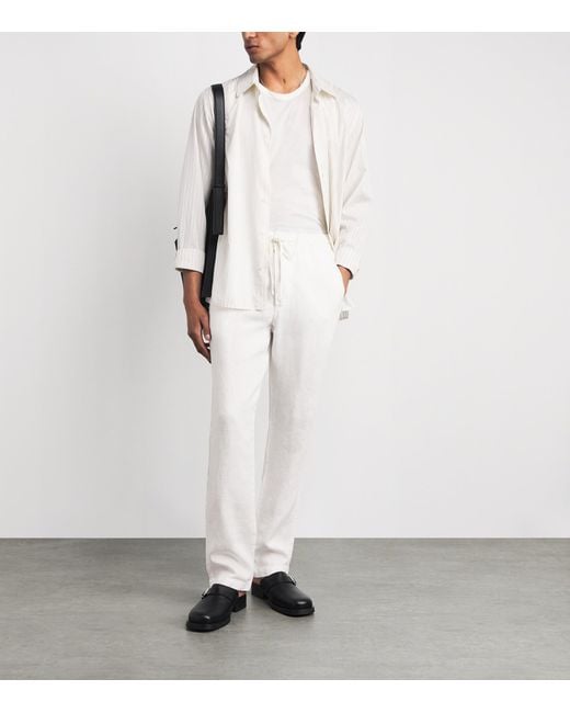 Citizens of Humanity White Linen Drawstring Straight Trousers for men