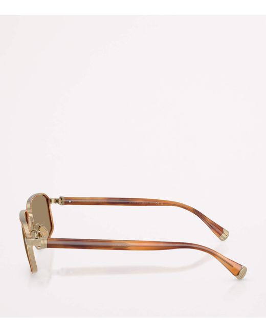 Brunello Cucinelli Natural Titanium Rectangle Jarama Sunglasses for men