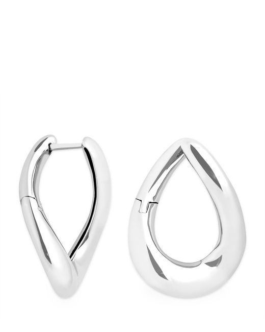 Astrid & Miyu Metallic Rhodium-plated Silver Molten Hoop Earrings