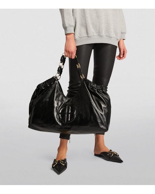 Anine Bing Black Leather Kate Tote Bag