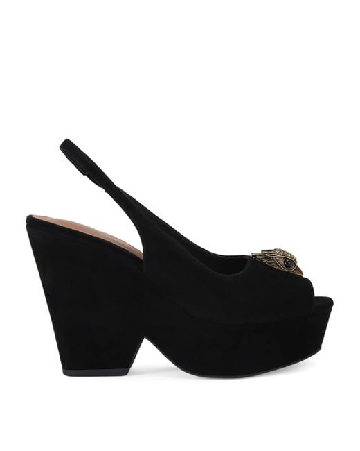 Kurt Geiger Black Suede Belgravia Slingback Platform Heels