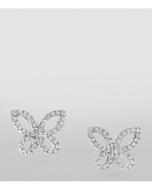 Graff White Mini And Diamond Butterfly Earrings
